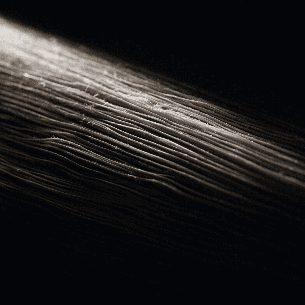 An extreme close view of aligned fibres, read as woven texture rather than as tissue